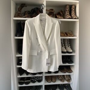 Zara winter white double breasted blazer